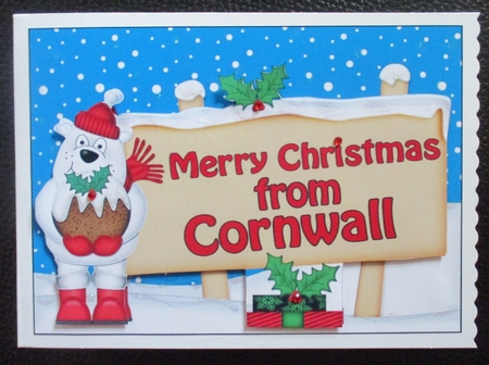 5x7 Merry Christmas from CORNWALL Signpost Easicut decoupage by Davina Rundle