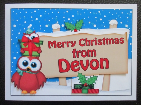 5x7 Merry Christmas from DEVON Signpost Easicut decoupage by Davina Rundle