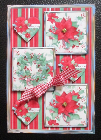 Hearts and Poinsettias Three Square Quick Card by Davina Rundle