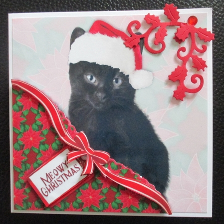 Christmas Black Cat Faux Corner Pocket by Davina Rundle