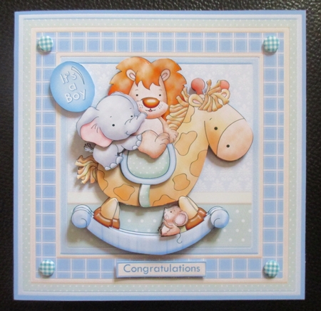 ANIMAL ROCK New Baby Boy or Birthday Decoupage Insert & Ages Kit by Davina Rundle