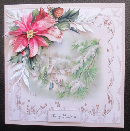 Church Christmas eve 7x7 card by Davina Rundle