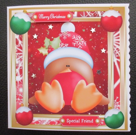Cute Festive Robin 8x8 by Davina Rundle