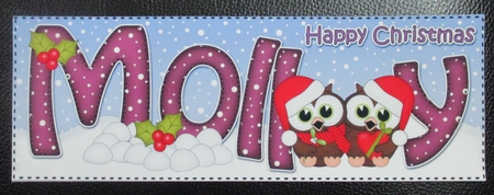 Large DL Happy Christmas MOLLY 3D decoupage  by Davina Rundle