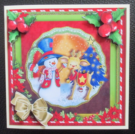 Vintage Christmas Snowman card Front by Davina Rundle