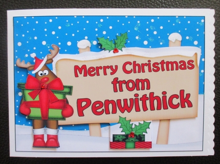 5x7 Merry Christmas from PENWITHICK Signpost Easicut decoupage by Davina Rundle