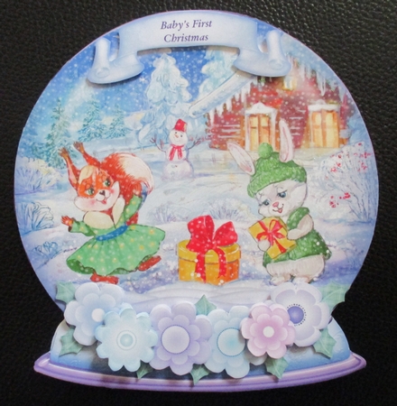 Christmas Snow Globe Bunnies Xmas Shaped Rocker Card Mini Kit by Davina Rundle