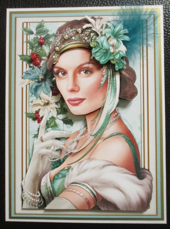 Art Deco Lady Christmas Athena Aqua 4 Sheet Mini Kit by Davina Rundle