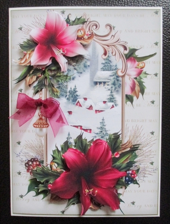 Christmas amaryllis with snowy scene mini kit 1 by Davina Rundle