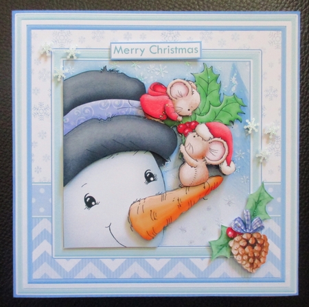 JOLLY HOLLY MICE Christmas Snowman Decoupage & Insert Mini Kit by Davina Rundle