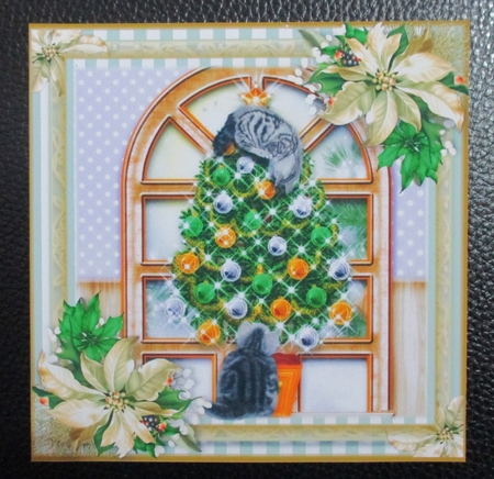 The Kittens Christmas Tree Card Front Kit 8x8 by Davina Rundle