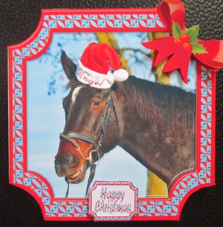  JJ PETS LOVE CHRISTMAS TOO HORSE IN A HAT 8X8 by Davina Rundle