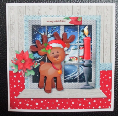 Christmas Window Cute Reindeer by Davina Rundle