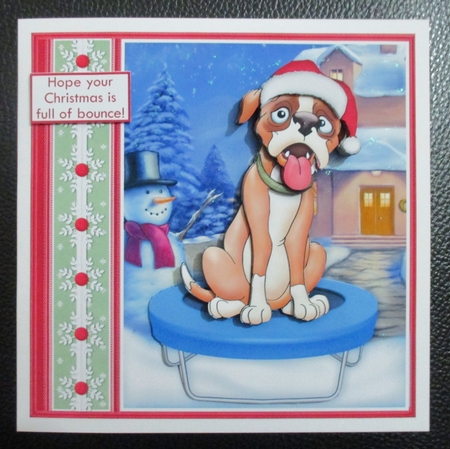 HOPE YOUR CHRISTMAS IS FULL OF BOUNCE 7.5 Boxer Dog Decoupage & Insert Kit by Davina Rundle