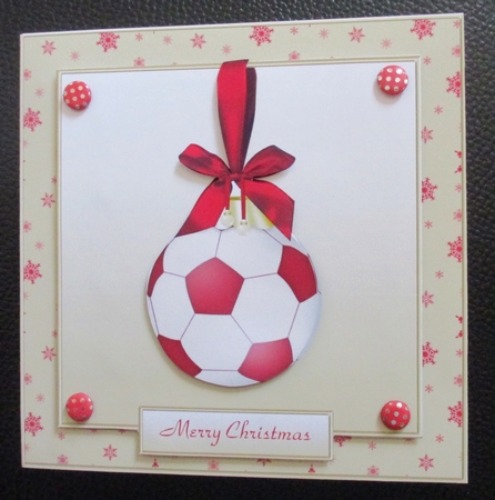Red Football Bauble Cardfront/Topper by Davina Rundle