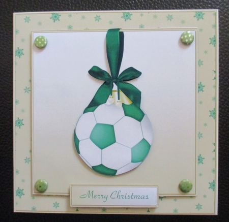 Green Football Bauble Cardfront/Topper by Davina Rundle