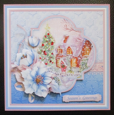 FROSTED FLORALS WINTER COTTAGE Christmas Decoupage & Insert Mini Kit by Davina Rundle