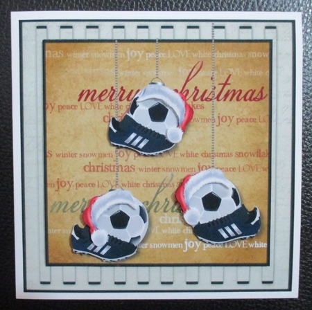 Christmas card Topper Football baubles by Davina Rundle