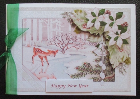 Christmas Deer Looking In Pond Quick Card by Davina Rundle