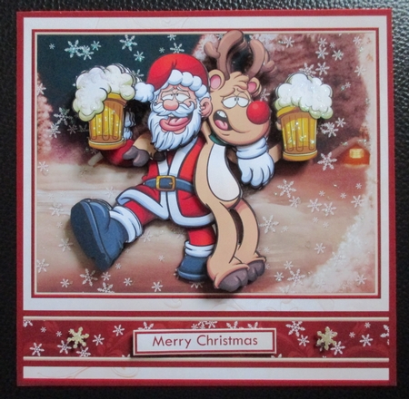 MERRY CHRISTMAS Santa & Rudolf 7.8 Decoupage & Insert Mini Kit by Davina Rundle