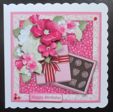 Flowers and Chocolates Decoupage Card by Davina Rundle