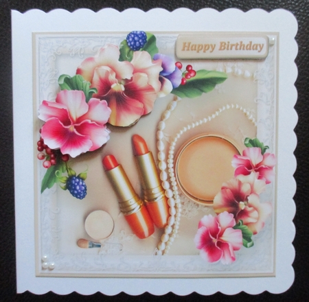 Make-Up Essentials Decoupage Card by Davina Rundle