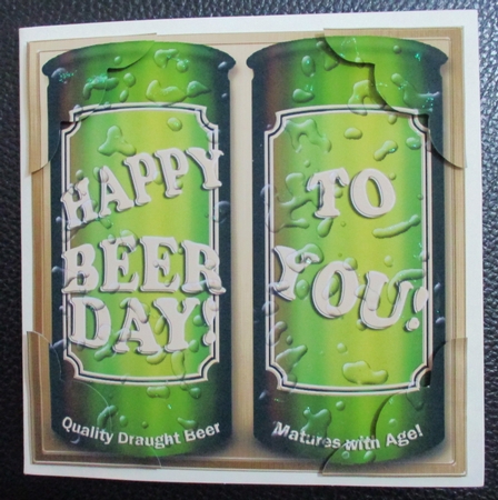 8 x 8 Happy Beer Day Beer Cans Scalloped corner Topper by Davina Rundle