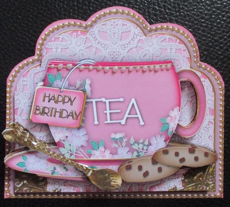 Pink Happy Birthday Tea Cup Scallop Decoupage Step by Step by Davina Rundle