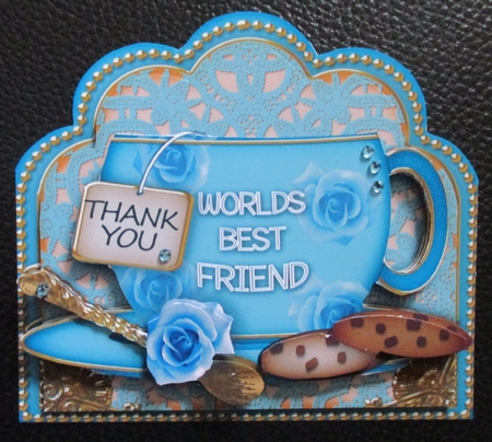 Thank You World Best Friend Tea Cup Scallop Decoupage Step by Step by Davina Rundle