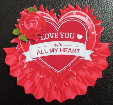 Love you with all my heart, with red roses rocker card by Davina Rundle