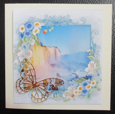 Beautiful Cascading Waterfall and Wild Flowers  by Davina Rundle