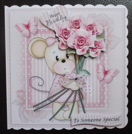 Maisy with Pink Roses Mothers Day/Birthday Topper by Davina Rundle