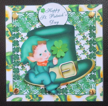 Happy St. Patricks Top Hat Topper with Decoupage by Davina Rundle