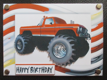 brown monster truck, in funky frame  by Davina Rundle