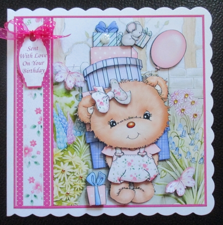 PARTY GIRL BEAR 7.5 Decoupage & Insert Mini Kit  by Davina Rundle