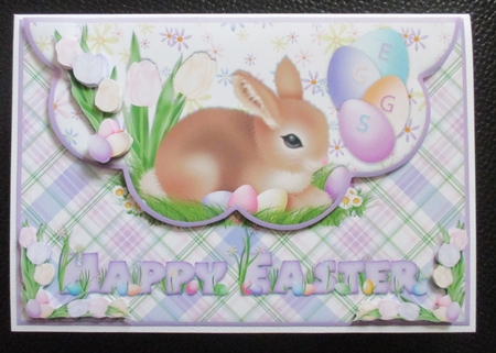  Scallop Envelope Card Front Easter Bunny by Davina Rundle