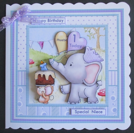 ELLIES LOVE PARADE 8x8 Birthday Decoupage Insert & Ages Mini Kit by Davina Rundle