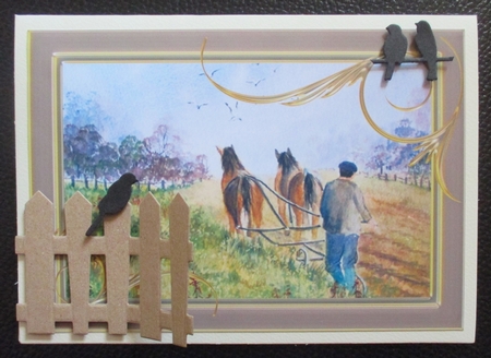 2 A5 card toppers. Ploughing the field and Cabin in the Woods. suitable for mens / male cards by Davina Rundle