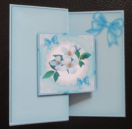 Clematis and Lace No-Hole Fold Back Card by Davina Rundle