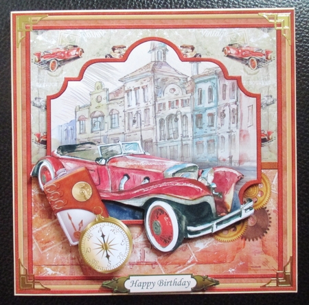 RETRO CAR COPPER 8x8 Decoupage & Insert Mini Kit Various Occasions by Davina Rundle