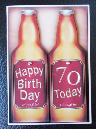 A5 HAPPY 70th BIRTHDAY Beer Gift Set 3D decoupage by Davina Rundle