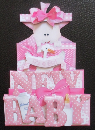 New Baby Girl - Large Shaped Card by Davina Rundle