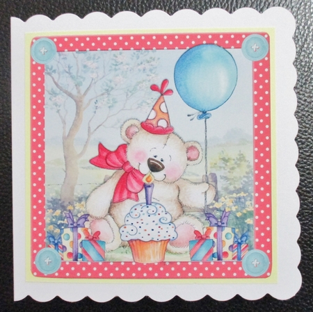 Adorable Bear With Birthday Picnic 8x8 by Davina Rundle