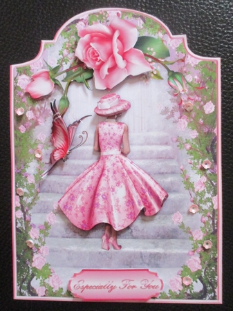 The Rose Grove - 2 - Screen Shaped Card Front with Step by Step by Davina Rundle