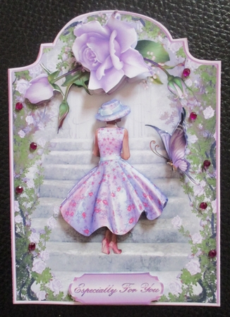 The Rose Grove - 3 - Screen Shaped Card Front with Step by Step by Davina Rundle