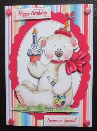 Birthday Bear With Cake  by Davina Rundle
