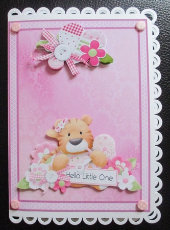 A5 New Baby Girl Tiger card topper mini kit by Davina Rundle