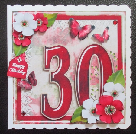 Vintage Birthday 30th Card Topper Kit 1186 by Davina Rundle