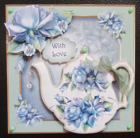 Floral Teapot & Blue Flowers by Davina Rundle