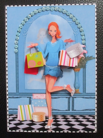 Shopping Girls! Shopping Spree Card Front & Decoupage by Davina Rundle